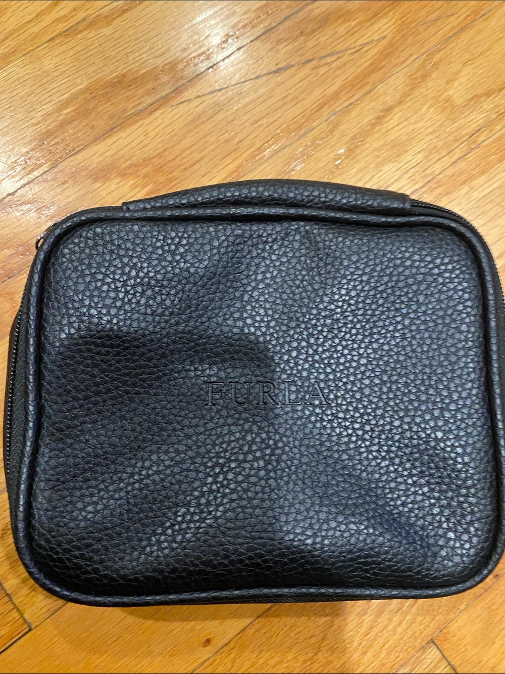 Furla Black Pebbled Leather Toiletry Pouch